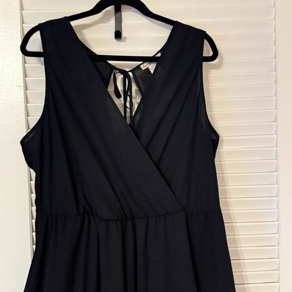 Love Squared Black Lace Hem LBD Sheer Chiffon Surplice Dress Whimsigoth Fairy 2x - Picture 3 of 6